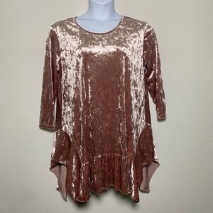 NWT Cha Cha Vente Blush Velvet Women XL Blouse Romantic Fairygoth Whimsical Pink